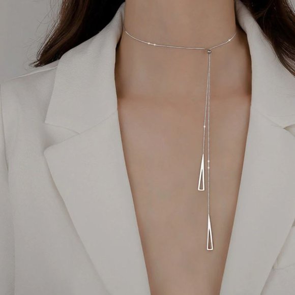 Jewelry - 925 Sterling Silver Triangle Drop Necklace